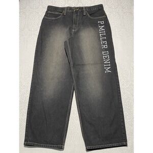 P Miller Denim Signature Collection Mens Jeans Size 40x35 Grey Baggy Y2K